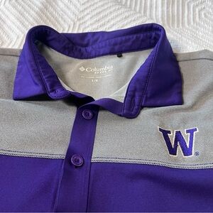 Columbia Golf Washington Huskies Polo Men’s Large Purple Grey‎ Omni-wick EUC